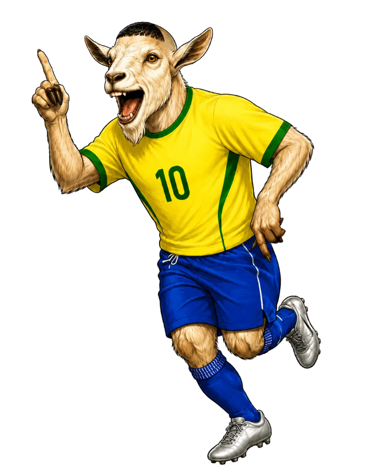 The GOAT — celebrating in the Brazil shirt